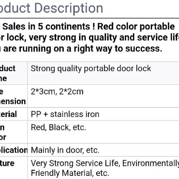 NEW!! Portable Door Lock - Travel, Door Lock Self-Defense Security Device Safety - Picture 7 of 8